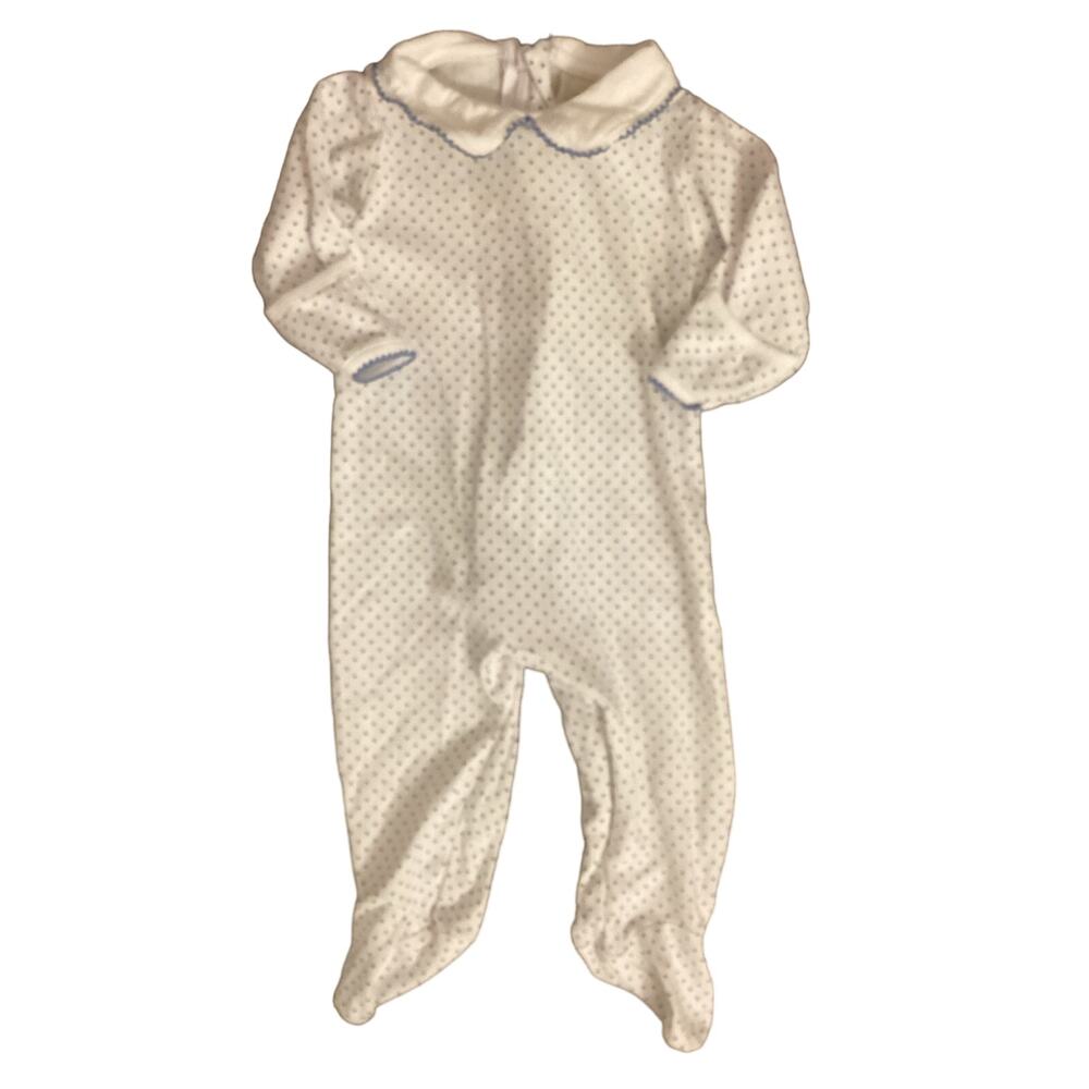 The Beaufort Bonnet Company Cream Footed Sleep Sack with Blue Dot Trim